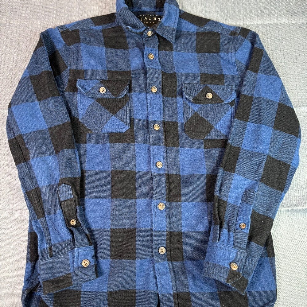 JACHS New York Blue & Black Buffalo Plaid Flannel Shirt M
